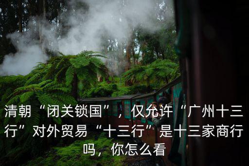 清朝“閉關鎖國”，僅允許“廣州十三行”對外貿易“十三行”是十三家商行嗎，你怎么看
