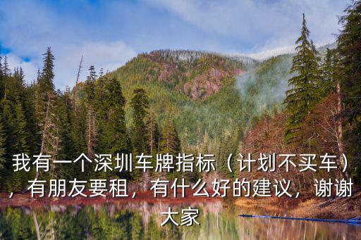 深圳購買新車怎么租車牌,我有一個深圳車牌指標