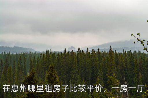 惠州哪里租房子便宜點,在惠州哪里租房子比較平價