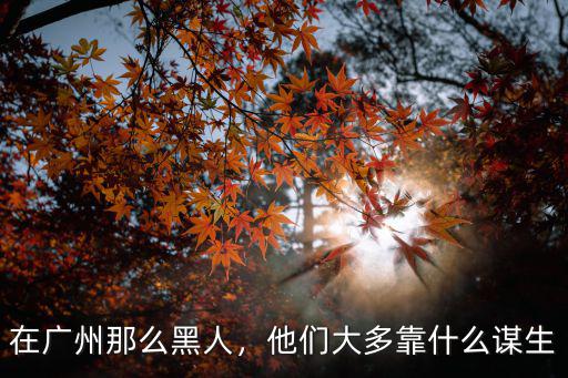 在廣州那么黑人，他們大多靠什么謀生