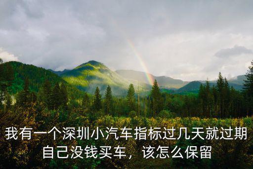 深圳哪里買車不賣指標,我有一個深圳車牌指標