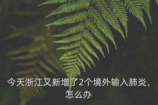 今天浙江又新增了2個境外輸入肺炎，怎么辦
