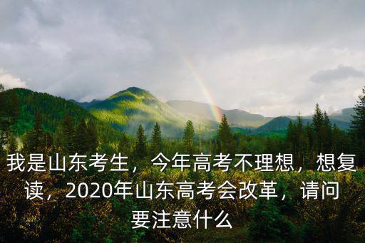 我是山東考生，今年高考不理想，想復讀，2020年山東高考會改革，請問要注意什么