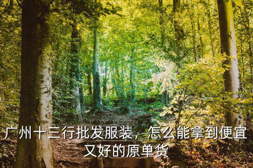 廣州十三行批發服裝，怎么能拿到便宜又好的原單貨