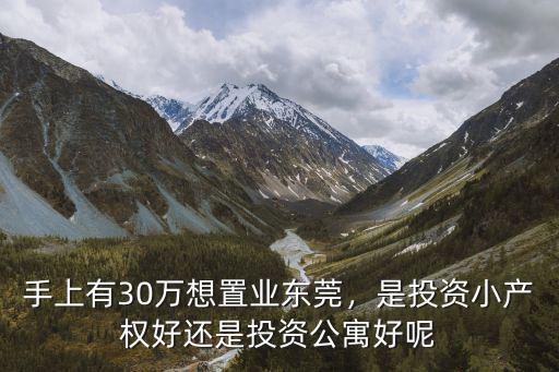 東莞哪里的公寓30多萬,手上有30萬想置業(yè)東莞
