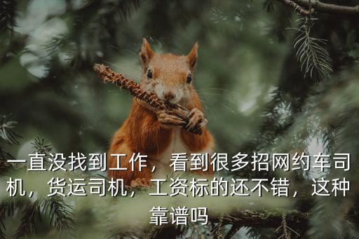 一直沒找到工作，看到很多招網約車司機，貨運司機，工資標的還不錯，這種靠譜嗎
