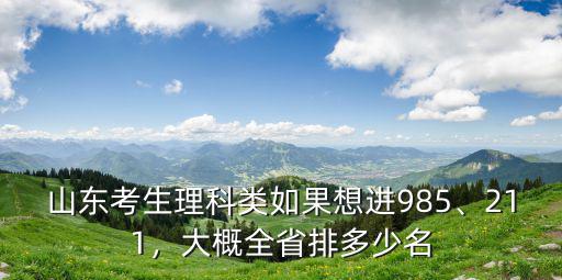 山東考生理科類如果想進985、211，大概全省排多少名