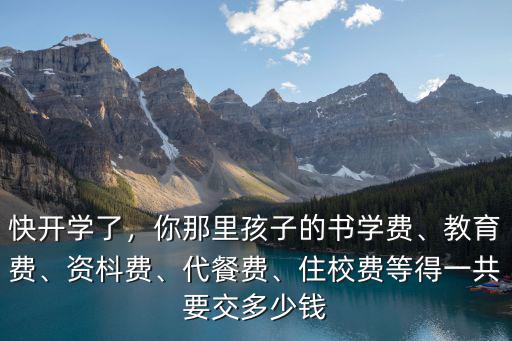 快開學了，你那里孩子的書學費、教育費、資枓費、代餐費、住校費等得一共要交多少錢