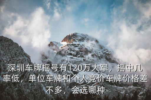 深圳車牌搖號有120萬大軍，搖中幾率低，單位車牌和個人競價車牌價格差不多，會選哪種