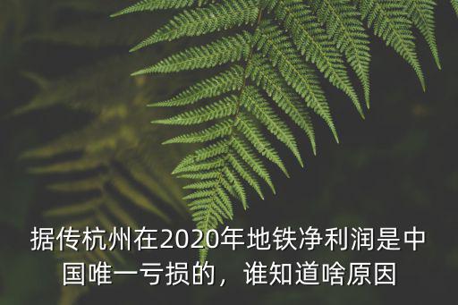 據(jù)傳杭州在2020年地鐵凈利潤是中國唯一虧損的，誰知道啥原因