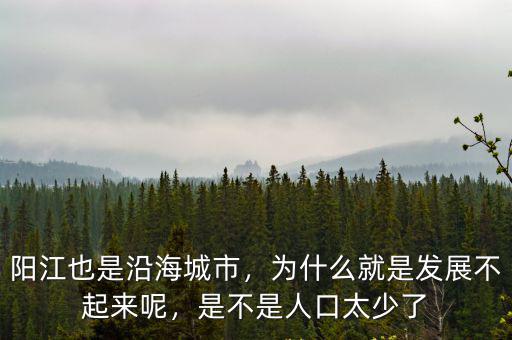 陽江也是沿海城市，為什么就是發展不起來呢，是不是人口太少了