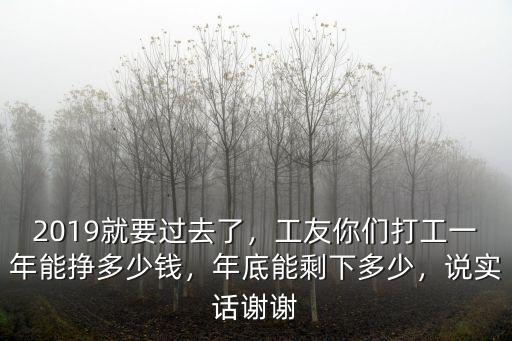 2019就要過去了，工友你們打工一年能掙多少錢，年底能剩下多少，說實話謝謝
