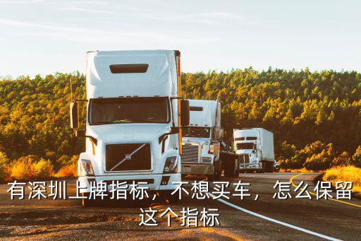有深圳上牌指標，不想買車，怎么保留這個指標