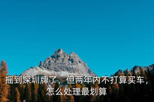 搖到深圳牌了，但兩年內不打算買車，怎么處理最劃算