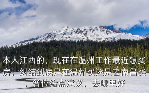 本人江西的，現(xiàn)在在溫州工作最近想買房，糾結(jié)到底是在溫州買還是去南昌買，各位給點(diǎn)建議，去哪里好