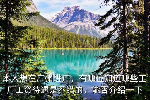本人想在廣州進廠，有哪位知道哪些工廠工資待遇是不錯的，能否介紹一下