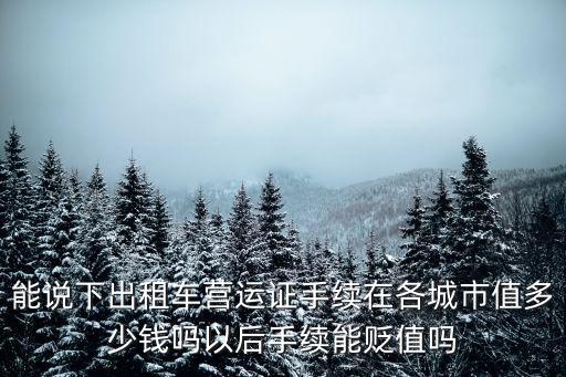 能說下出租車營運證手續(xù)在各城市值多少錢嗎以后手續(xù)能貶值嗎