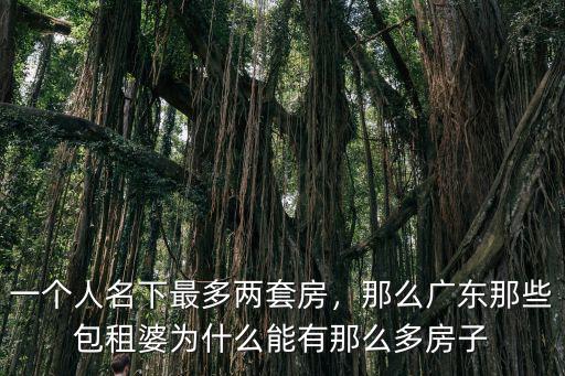一個(gè)人名下最多兩套房，那么廣東那些包租婆為什么能有那么多房子