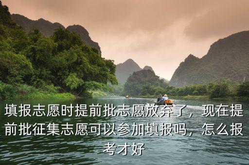 填報志愿時提前批志愿放棄了，現在提前批征集志愿可以參加填報嗎，怎么報考才好