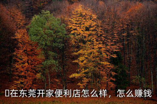 ?在東莞開家便利店怎么樣，怎么賺錢