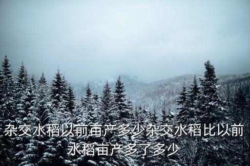 雜交水稻以前畝產多少雜交水稻比以前水稻畝產多了多少