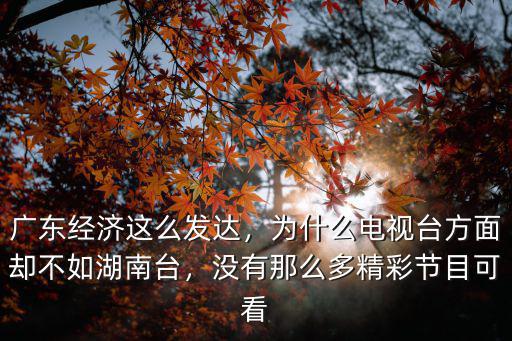 廣東經(jīng)濟(jì)這么發(fā)達(dá)，為什么電視臺(tái)方面卻不如湖南臺(tái)，沒(méi)有那么多精彩節(jié)目可看