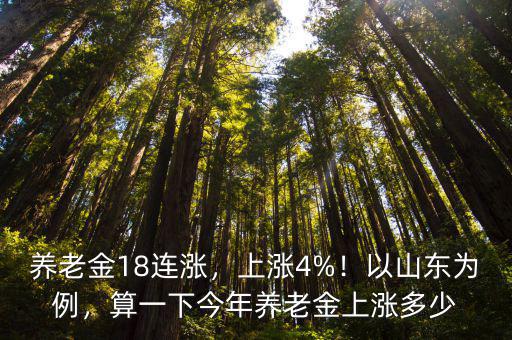 養(yǎng)老金18連漲，上漲4%！以山東為例，算一下今年養(yǎng)老金上漲多少