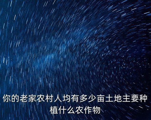 你的老家農村人均有多少畝土地主要種植什么農作物