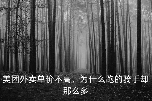 美團(tuán)外賣(mài)單價(jià)不高，為什么跑的騎手卻那么多