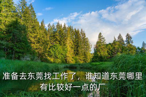 東莞哪里工廠比較新,準備去東莞找工作了