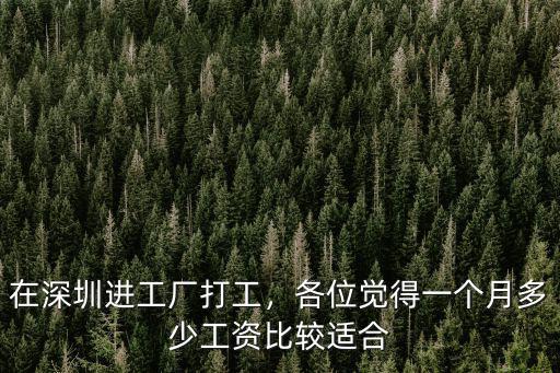 在深圳進(jìn)工廠打工，各位覺得一個(gè)月多少工資比較適合