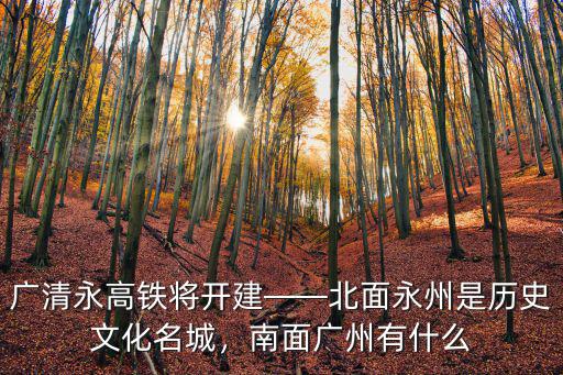 廣清永高鐵將開建——北面永州是歷史文化名城，南面廣州有什么
