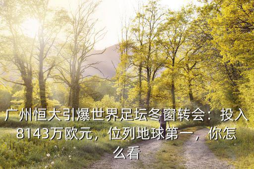 廣州恒大引爆世界足壇冬窗轉會：投入8143萬歐元，位列地球第一，你怎么看