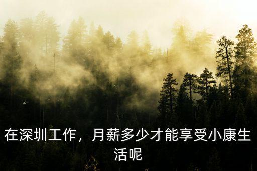 在深圳工作，月薪多少才能享受小康生活呢