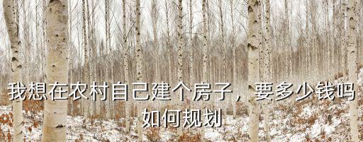 我想在農(nóng)村自己建個房子，要多少錢嗎如何規(guī)劃