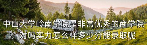 中山大學(xué)嶺南學(xué)院是非常優(yōu)秀的商學(xué)院，對(duì)嗎實(shí)力怎么樣多少分能錄取呢