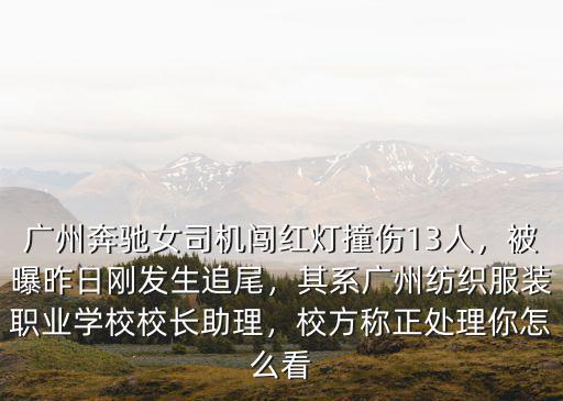 廣州奔馳女司機闖紅燈撞傷13人，被曝昨日剛發生追尾，其系廣州紡織服裝職業學校校長助理，校方稱正處理你怎么看