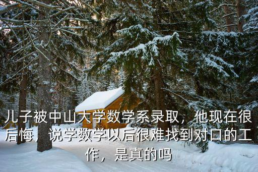 兒子被中山大學(xué)數(shù)學(xué)系錄取，他現(xiàn)在很后悔，說(shuō)學(xué)數(shù)學(xué)以后很難找到對(duì)口的工作，是真的嗎