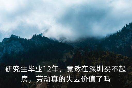 研究生畢業(yè)12年，竟然在深圳買(mǎi)不起房，勞動(dòng)真的失去價(jià)值了嗎