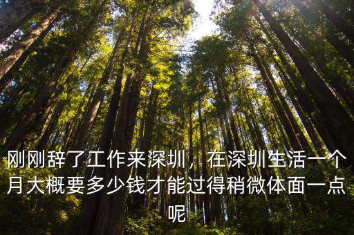 剛剛辭了工作來深圳，在深圳生活一個月大概要多少錢才能過得稍微體面一點呢