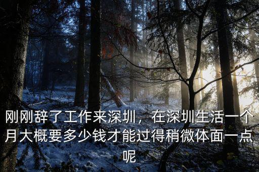 剛剛辭了工作來深圳，在深圳生活一個月大概要多少錢才能過得稍微體面一點呢