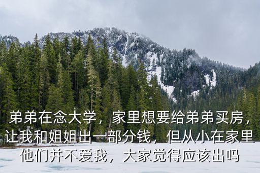 弟弟在念大學，家里想要給弟弟買房，讓我和姐姐出一部分錢，但從小在家里他們并不愛我，大家覺得應該出嗎