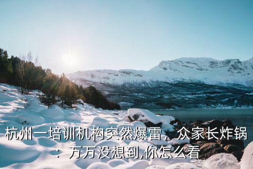 杭州一培訓(xùn)機構(gòu)突然爆雷，眾家長炸鍋：萬萬沒想到,你怎么看