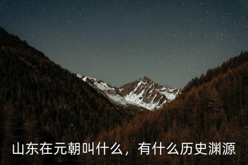 山東在元朝叫什么，有什么歷史淵源