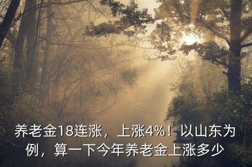 養(yǎng)老金18連漲，上漲4%！以山東為例，算一下今年養(yǎng)老金上漲多少