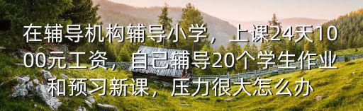 在輔導(dǎo)機(jī)構(gòu)輔導(dǎo)小學(xué)，上課24天1000元工資，自己輔導(dǎo)20個(gè)學(xué)生作業(yè)和預(yù)習(xí)新課，壓力很大怎么辦