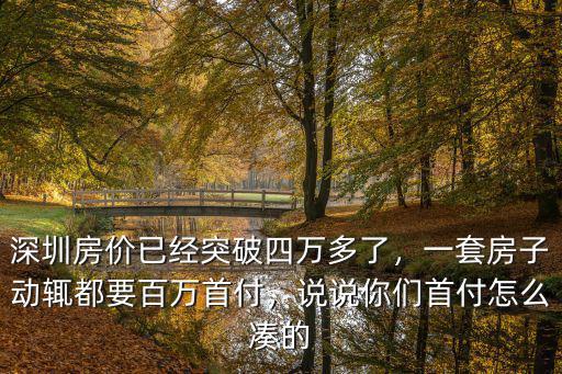 深圳房價已經突破四萬多了，一套房子動輒都要百萬首付，說說你們首付怎么湊的
