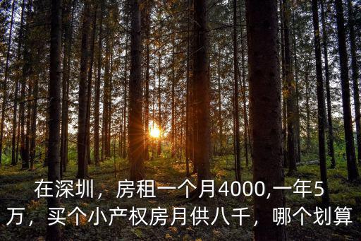 在深圳，房租一個(gè)月4000,一年5萬，買個(gè)小產(chǎn)權(quán)房月供八千，哪個(gè)劃算