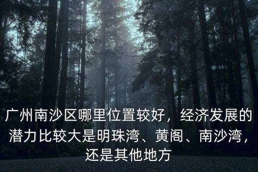 廣州南沙區哪里位置較好，經濟發展的潛力比較大是明珠灣、黃閣、南沙灣，還是其他地方