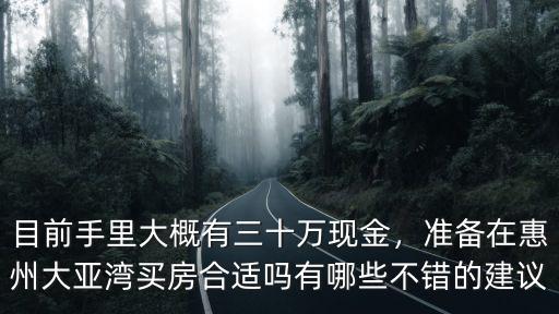目前手里大概有三十萬現(xiàn)金，準(zhǔn)備在惠州大亞灣買房合適嗎有哪些不錯(cuò)的建議